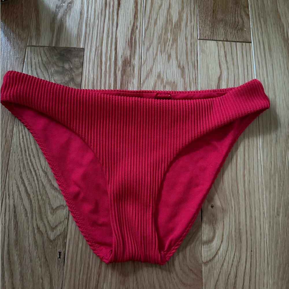 Red Ribbed Bikini Bottom
